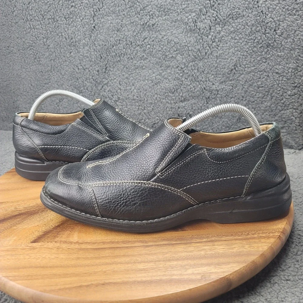 Johnston & Murphy Loafers Black‎ Leather Mens Size 10.5 M Sheepskin Shoes